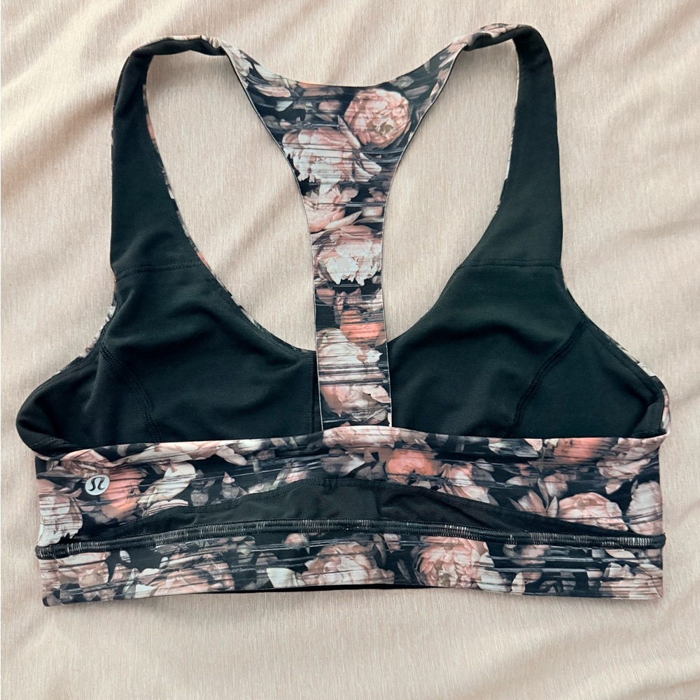 Lululemon Athletica Black and Pink Floral Break Free Bra - Picture 3 of 4